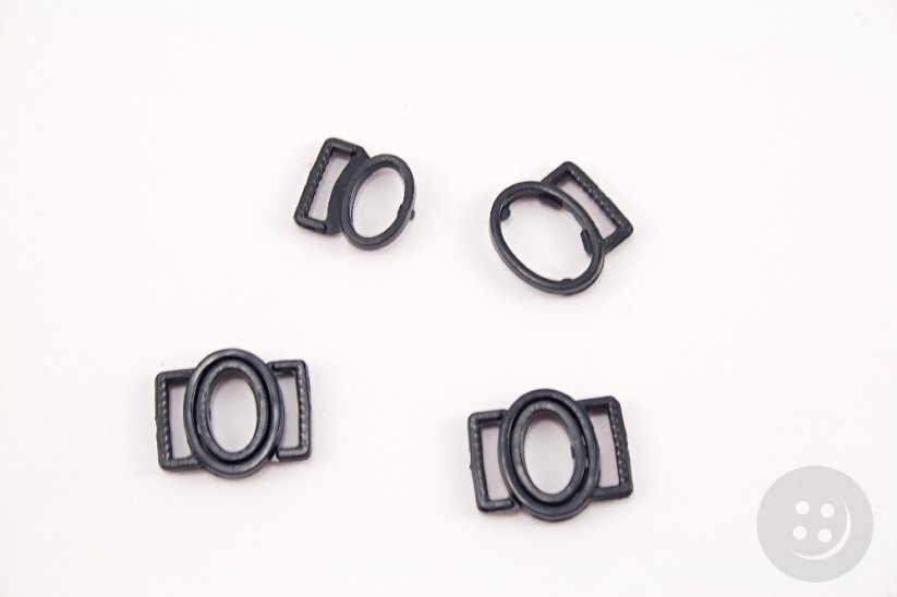 Plastic bra fastening - black - pulling hole width 1 cm