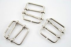 Metal clothing buckle - silver - pulling hole width 2,3 cm