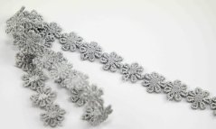 Guipure lace flower trim - gray - width 1.2 cm