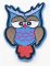 Nažehľovacia záplata - malá sova - rozmer 8 cm x 5 cm - modrá