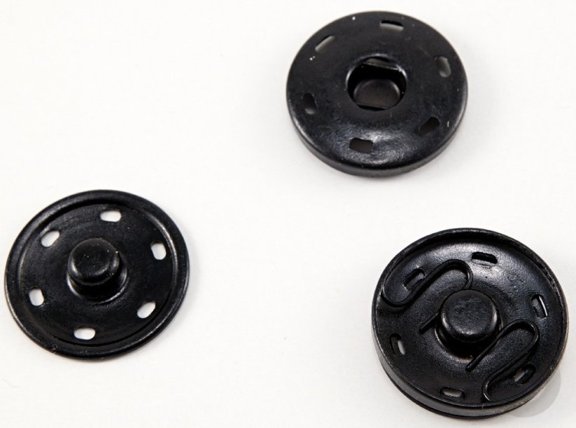 Velký kovový patentek - černá - průměr 2,5 cm