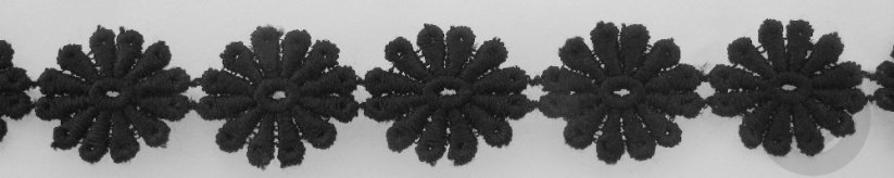 Vzdušná krajka kytička - černá - šířka 2 cm
