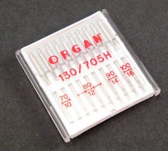Jehly do šicích strojů Organ - 10 ks - mix velikostí - velikost 70, 80, 90, 100