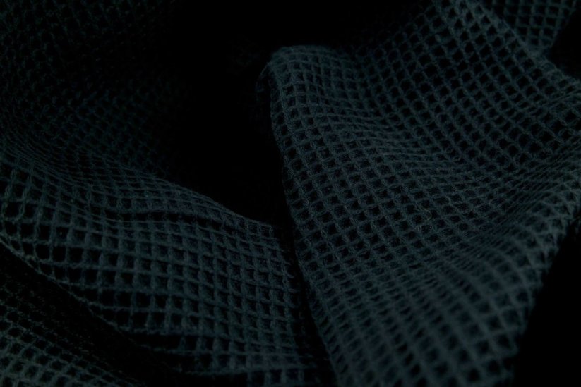 Cotton waffle honeycomb fabric - black - width 150 cm