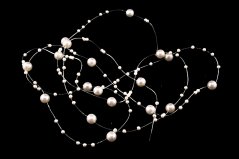 Perličky na silikónovom vlákne - perleťová - priemer 1,2 cm - dĺžka 130 cm
