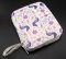 Sewing kit in case - with peacock designs - artificial leather - white - size 12 x 14 cm