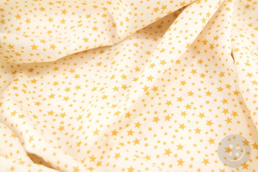 Baumwollleinwand - gelbe Sterne auf cremefarbenem Hintergrund - Breite 140 cm