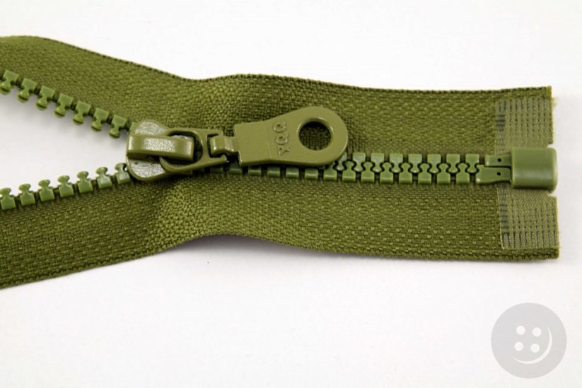 Deliteľný kostený zips - dĺžka (30 - 95 cm) - rôzne farby - Dĺžka: 60 cm, Farby kostených zipsov (Rozdeľovacia): Svetlo zelená