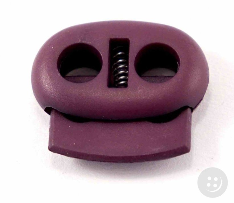 Plastic flat cord lock - dark purple - pulling hole diameter 0.5 cm