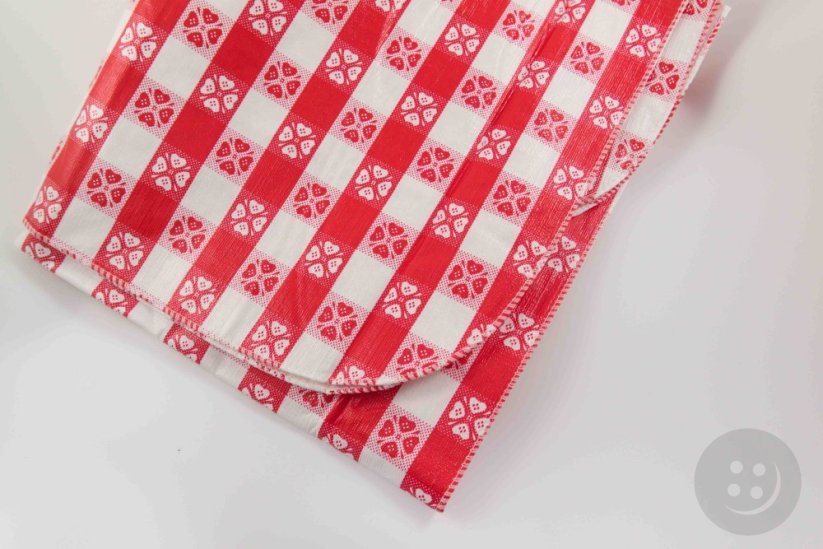 Vinyl rectangular lined tablecloth red and white cube