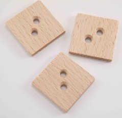Dírkový dřevěný knoflík - přírodní - rozměr 3 cm x 3 cm