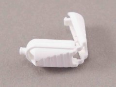 Plastic cord end - white - pulling hole diameter 0.3 cm