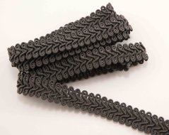 Galonový prýmek - smyčky - tmavě šedá - šíře 1,5 cm