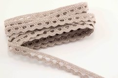 Baumwoll-Klöppelspitze - mit Bögen - kakao - Breite 1 cm