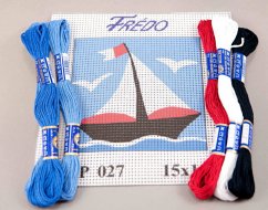 Kreuzstichvorlage für Kindern - Segelboot - 15 cm x 15 cm