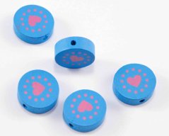 Wooden pacifier bead - heart - blue - dimensions 1,8 cm x 0,7 cm