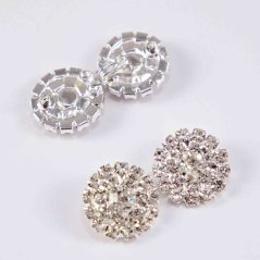 Luxusní štrasové oděvní zapínání - světlý krystal - rozměr 3,5 cm x 1,9 cm