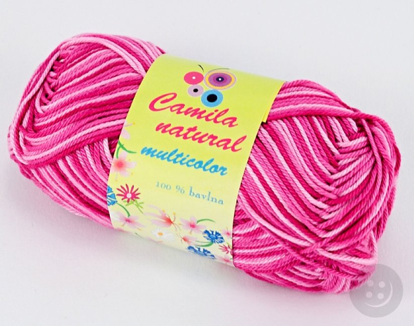 Příze Camila natural multicolor -  růžová - číslo barvy 9009