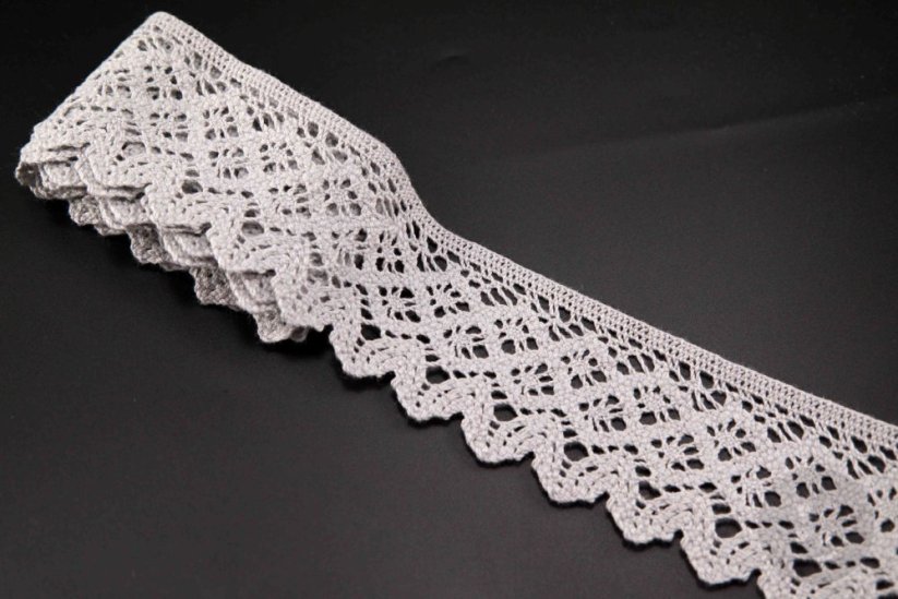 Cotton lace trim - grey - width 5 cm