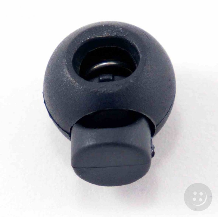 Plastic round cord lock - dark blue - pulling hole diameter 0.5 cm