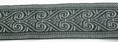 Schwarze Borte mit silberner Stickerei - silber, schwarz - Breite 5 cm