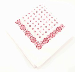 Baumwollschal - rote Blumen auf weiß - Größe 70 cm x 70 cm