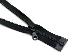 Dělitelný kostěný zip s ozdobným jezdcem - černá - délka 100 cm
