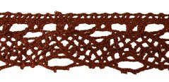 Bavlnená paličkovaná čipka - hnedá - šírka 3,6 cm