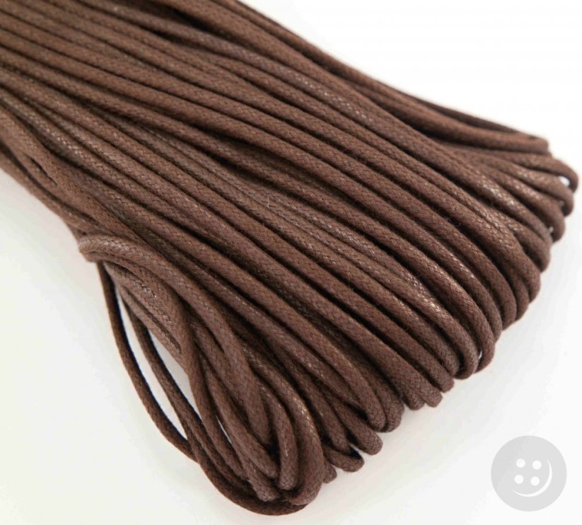 Waxed clothing cotton cord - brown - diameter 0.23 cm