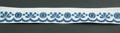 Festive ribbon - white, dark blue - width 2 cm
