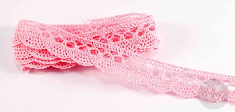 Cotton lace trim - pink - width 1,5 cm