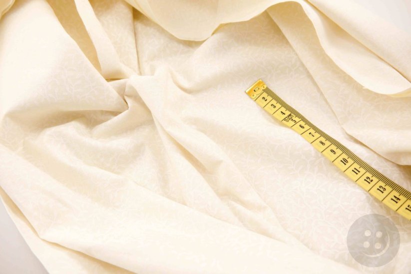 Bavlnené plátno - smotanové vetvičky na smotanovom podklade - šírka 140 cm