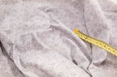 Cotton fabric - gray flowers with stem on light gray background - width 140 cm