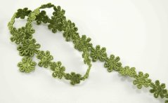 Vzdušná čipka kytička - khaki - šírka 1,3 cm