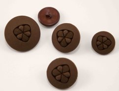 Button with bottom stitching - brown with relief - diameter 2.7 cm