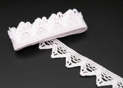 Bavlněná paličkovaná krajka - velké zoubky - bílá - šířka 2,3 cm