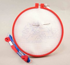 Embroidery pattern for children - winter cottages - diameter 15 cm