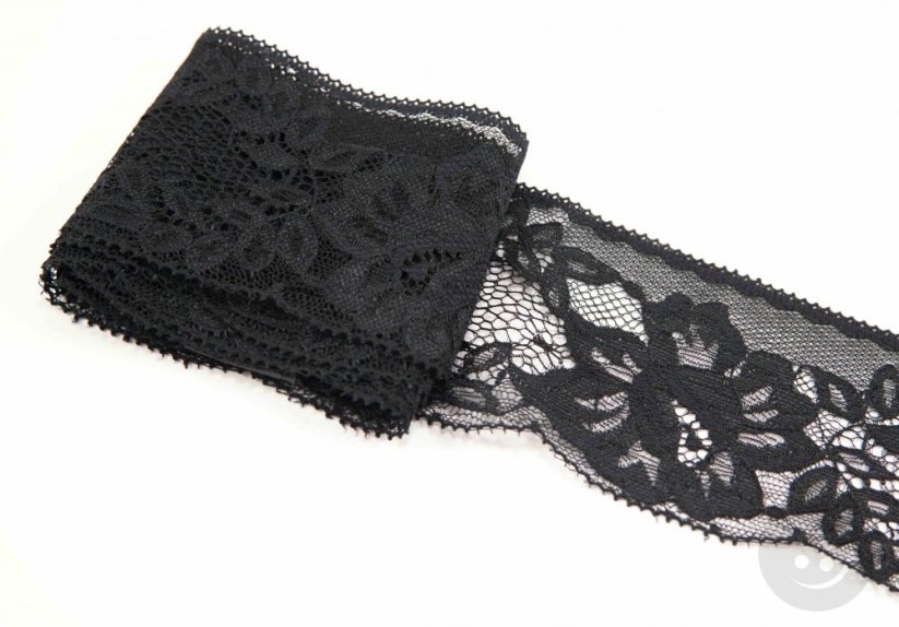 Polyester Lace - black - width  7 cm