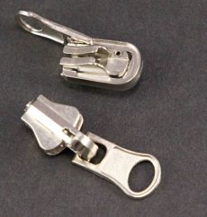 Reversible zipper slider for plastic bone zipper - silver - size nr. 5