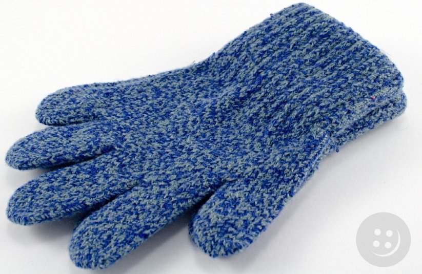 Pletené detské rukavice - modro-šedá - dĺžka 17 cm