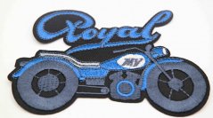 Iron-on patch - Royal motorcycle - blue - size 10 cm x 7 cm