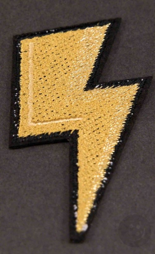 Iron-on patch - flash - dimensions 6 cm x 3 cm - gold, pink, black
