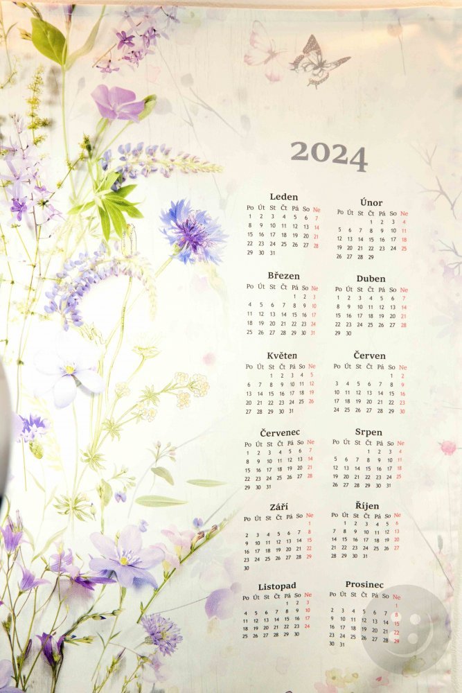 Kitchen towel Calendar 2024 delicate meadow flowers Sewing
