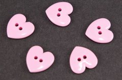 Heart - button - pink - dimensions 1,4 cm x 1,4 cm