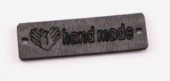 Sew-on leather label Handmade - dark gray - size 3.5 x 1 cm