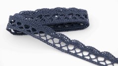 Cotton bobbin lace - dark gray - width 1.5 cm