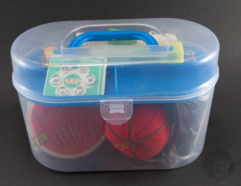 Set of sewing supplies in a plastic box - large
