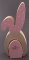 Drevený veľkonočný zajačik skladací - rozmer 20 cm x 7,5 cm x 2,5 cm - svetlo ružová, svetlé drevo, čierna