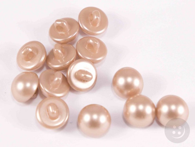 Pearl button with bottom stitching - beige mother of pearl - diameter 1.1 cm