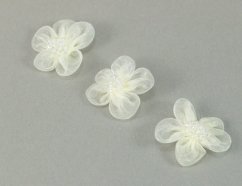 Našívací monofilová kytička s korálkami - smetanová - průměr 3 cm